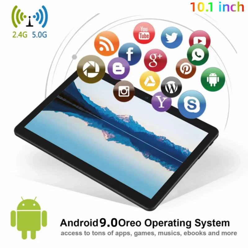 10.1 INCH RAM 2GB ROM 32GB V9 Android 9.0 Tablet PC CPU MT8167  (Quad core,2M cache) Processor Dual Camera WIFI DC Charge