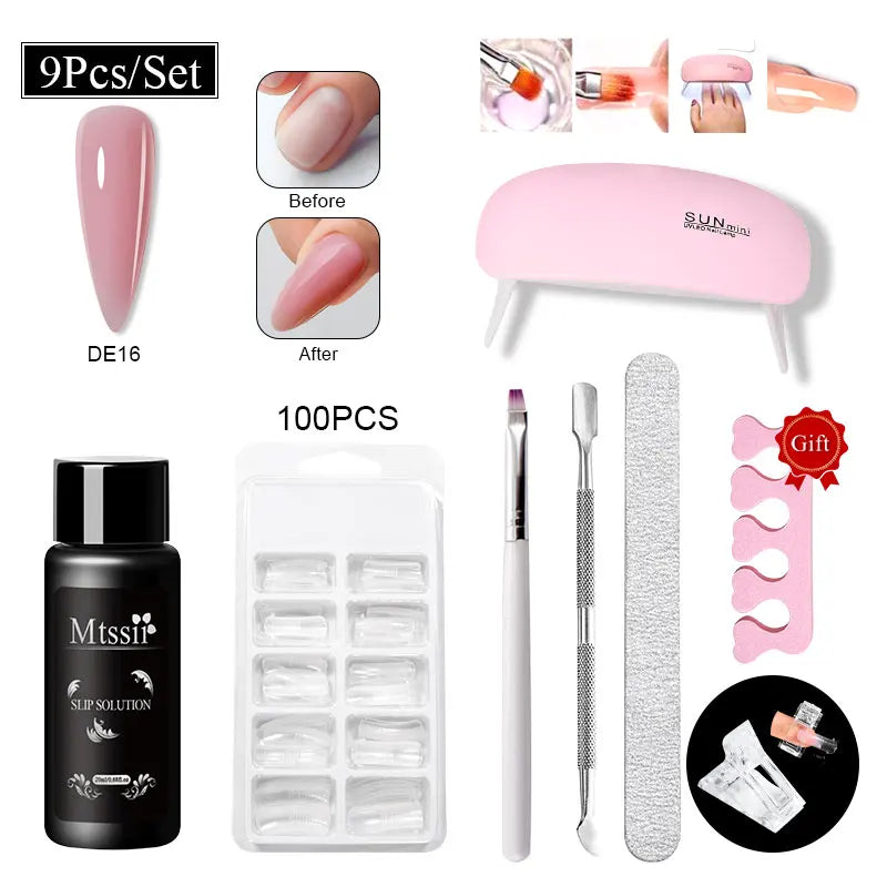24PCS/Set 20ml Poly Naili Extension Gel  Kit Mini UV Lamp Sealer With Base Top Coat Professional Poly UVNail Gel Kit Starter Kit