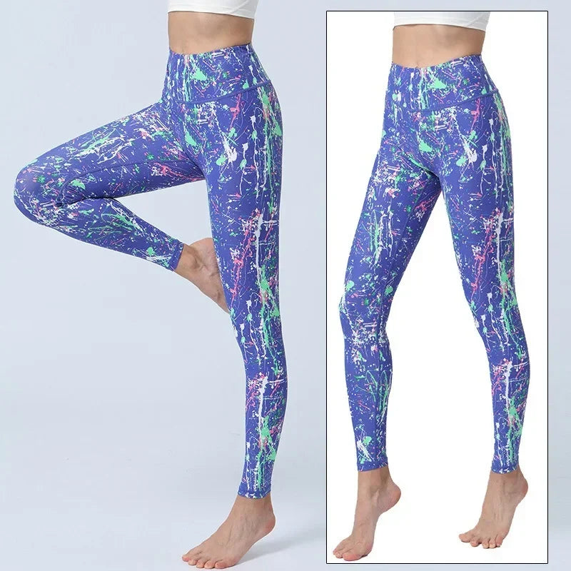 Cloud Hide Women Home Yoga Pants Fitness Gym Exercise Sports Leggings High Waist Sexy Long Print Tights Workout Running Trouser