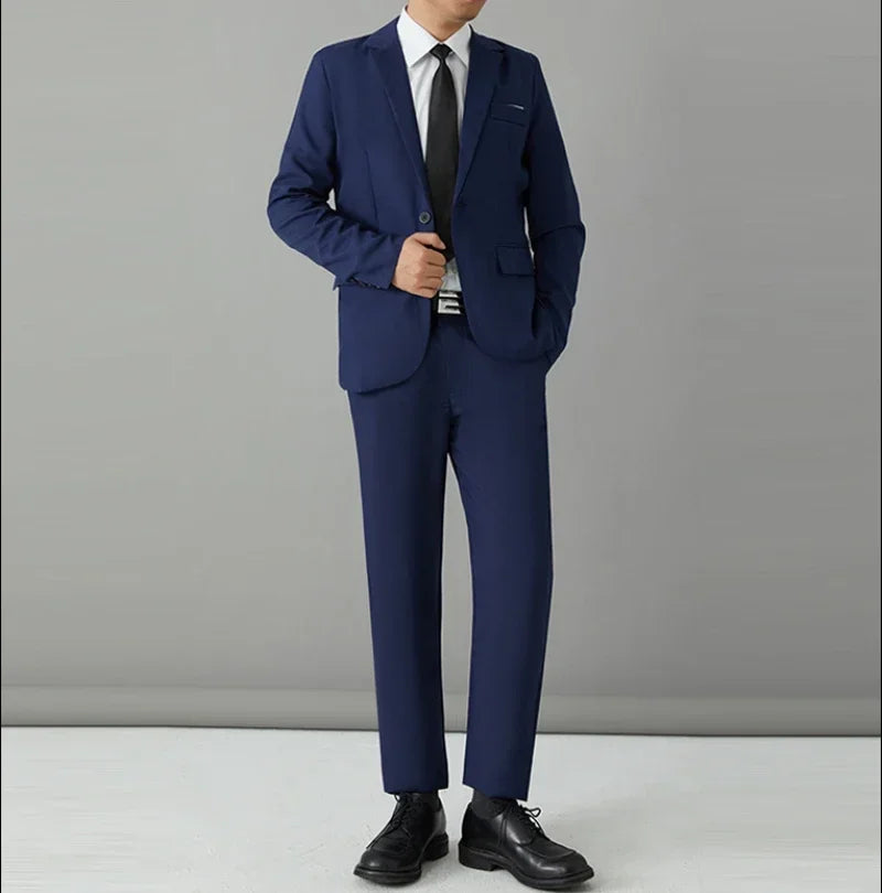 S-8XL Suit Men's Fashion Casual Outdoor (Blazer+ Pants) Gentleman Business Wedding Slim-fit Formal British Style Wedding Suit Secondary image