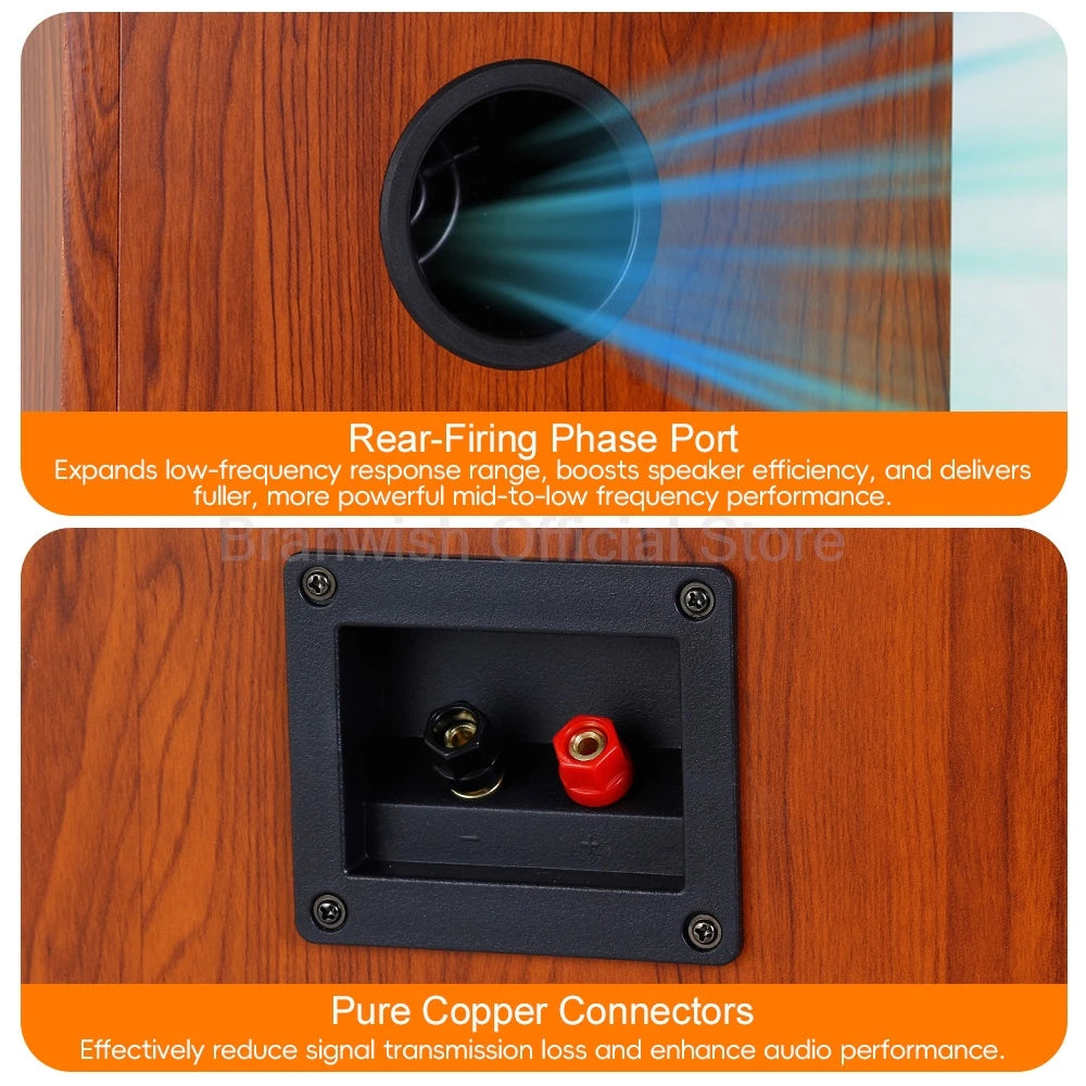 High Power Passive Speakers 8 Inch Floor Standing 3 Way Home Audio System 90dB Sensitivity Wooden Hifi Speakers A Pair