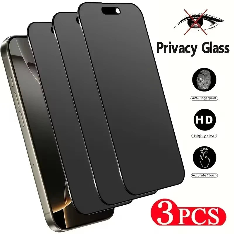 1-3Pcs Privacy Screen Protector for IPhone 17 14 11 12 13 15 16 Pro Max 12 13 Mini 14 15 16 Plus XR XS X nti-spy Tempered Glass Main image