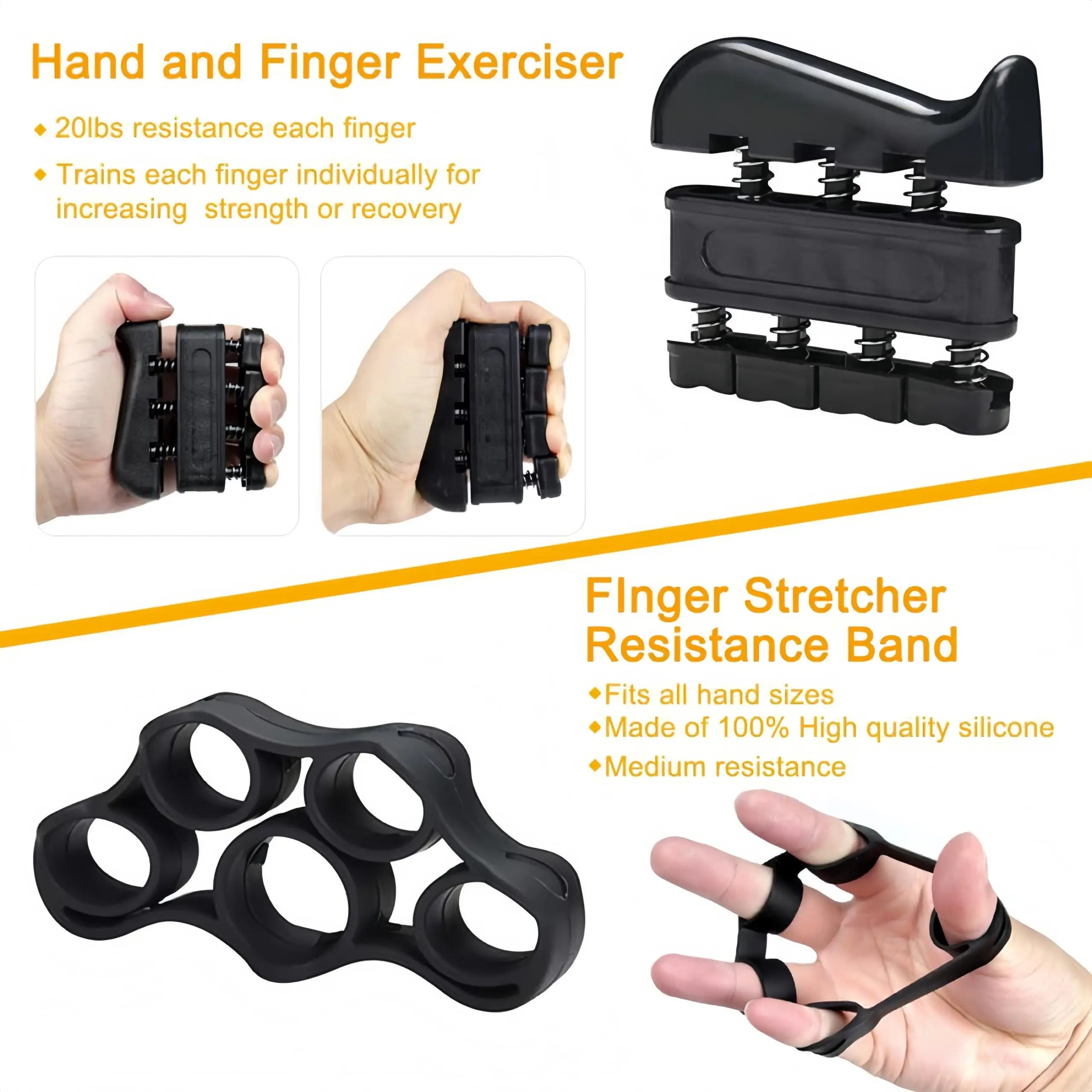 6 Pack Hand Grip Strengthener Kit, Adjustable Resistance Counting Hand Gripper, Finger Exerciser, Grip Ring & Stress Relief Ball for Forearm Workout, Wrist Rehabilitation Training