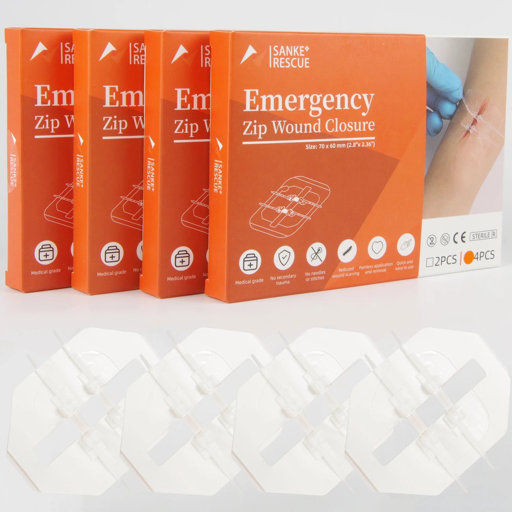 2-4PCS Zipper Painless Wound Closure Device Suture-free Wound Dressing Closure Strips Kit Emergency Laceration Closures for Ifak Main image