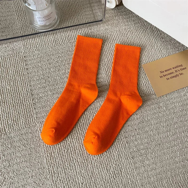 33 Colors Summer Cotton Soft Socks Happy Colorful Women's Mid-tube Stocking Fashion Trend Red Green Ankle Sox Autumn Hosiery