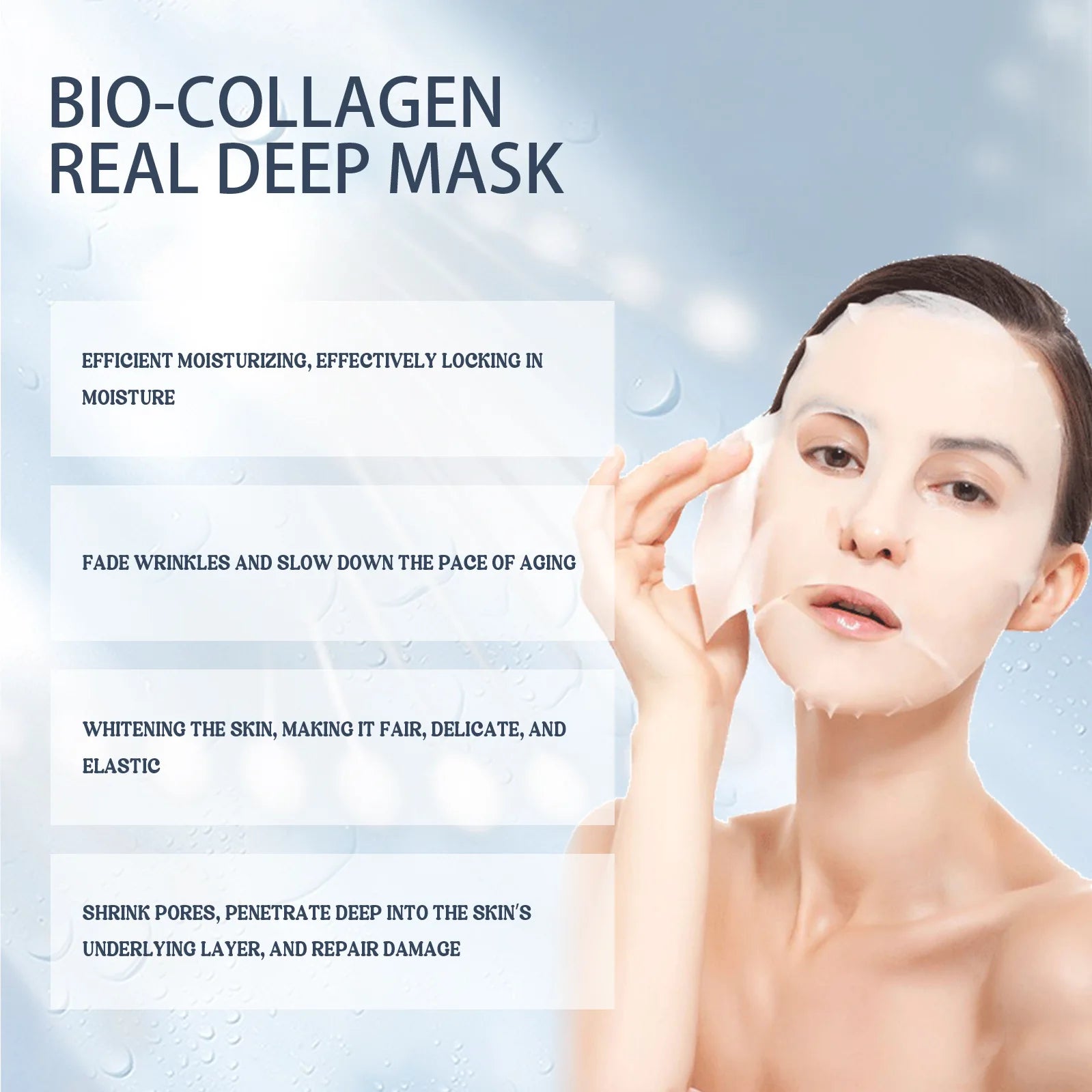 1/3/5/10pcs Bio-Collagen Real Deep Mask Soluble Collagen Sheet Mask Hydrolyzed Collagen Moisturizing Face Mask Skin Care Product