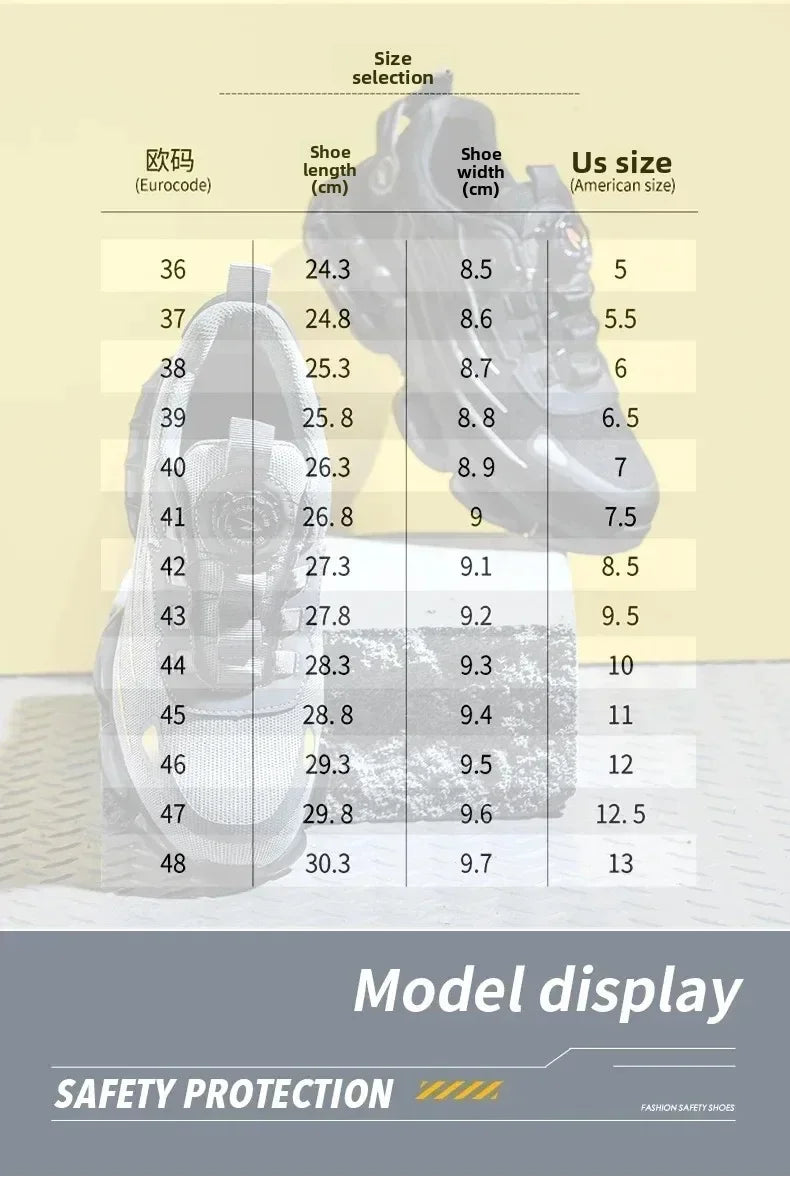 Men's Safety Shoes Protection And Elastic Safety Boots Fashionable Casual Shoes Breathable Odor Protection Men's Work Shoes