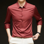 Premium Men's Ultra-Stretch Shirt - High-Quality Silky Business Formal Long-Sleeve Shirt for Social and Casual Wear