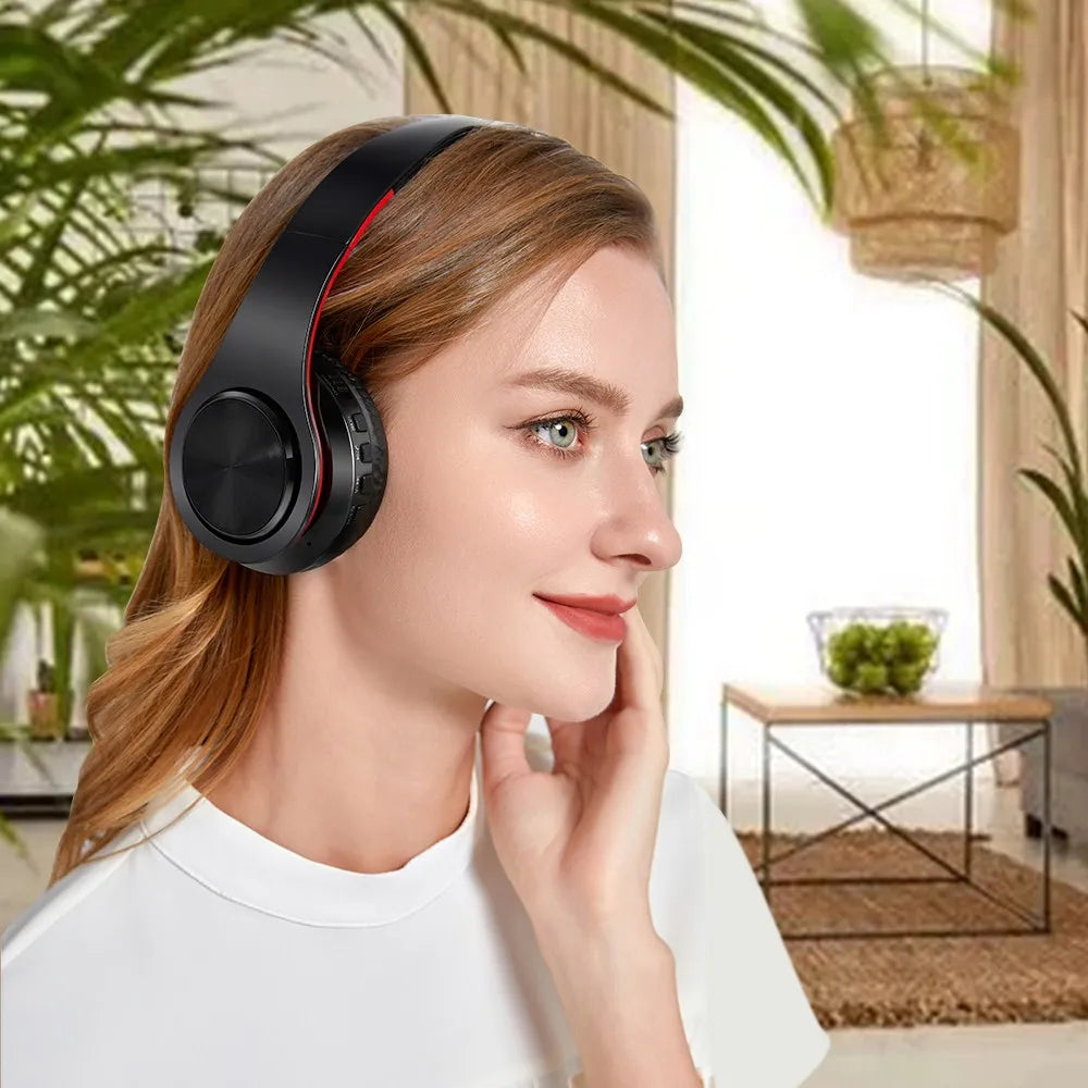 HIFI Stereo Earphones Bluetooth Headphone Music Headset FM and Support SD Card with Mic for Mobile Xiaomi Iphone Sumsamg Tablet
