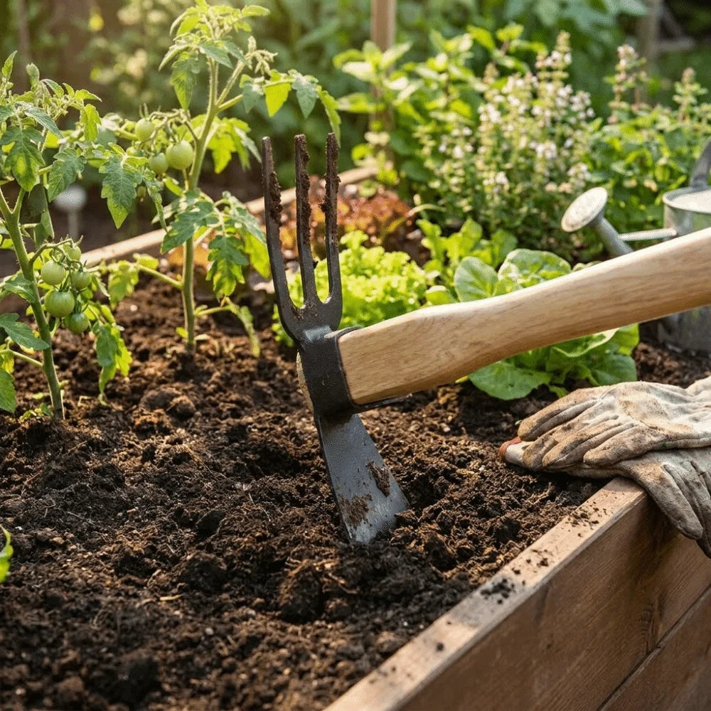 Robust Hardwood Handle Small Hand Hoe High-Strength Metal Head Lightweight Design Multi-functional Garden Tool