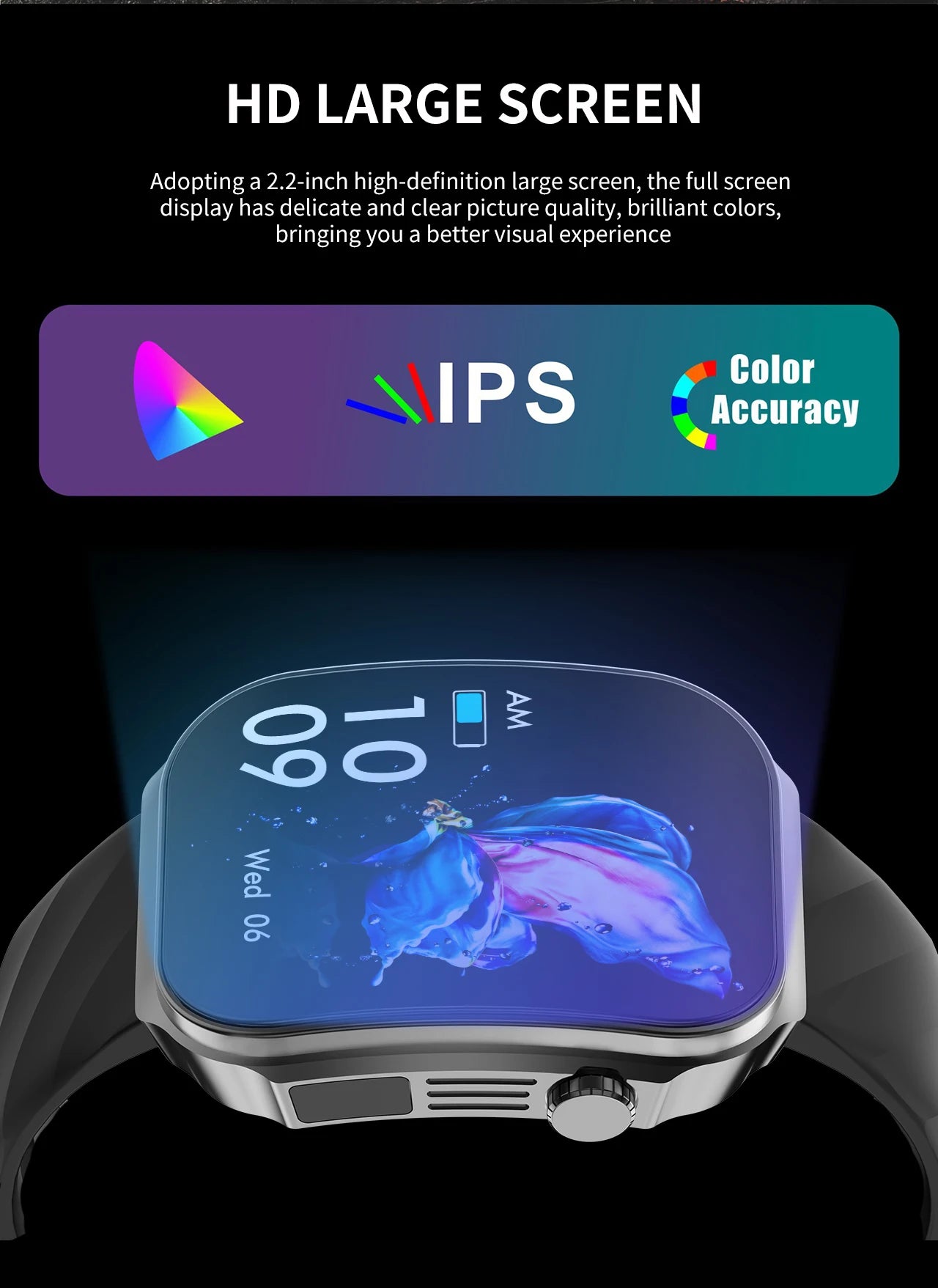 LIGE New 2.2-inch 3D Curved Screen Smart Watch With LED Light Thermometer Health Monitor Smartwatch BT Call Sports Fitness Watch