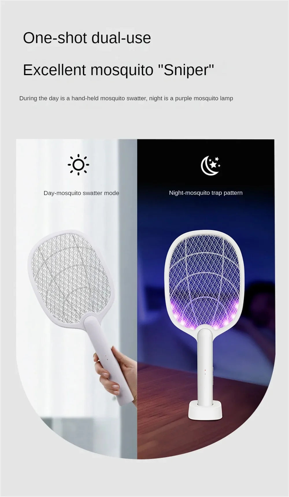 Mosquito Killer Lamp USB Rechargeable Electric Foldable Mosquito Killer Racket Fly Swatter Repellent Lamp Zapper Insects Racket