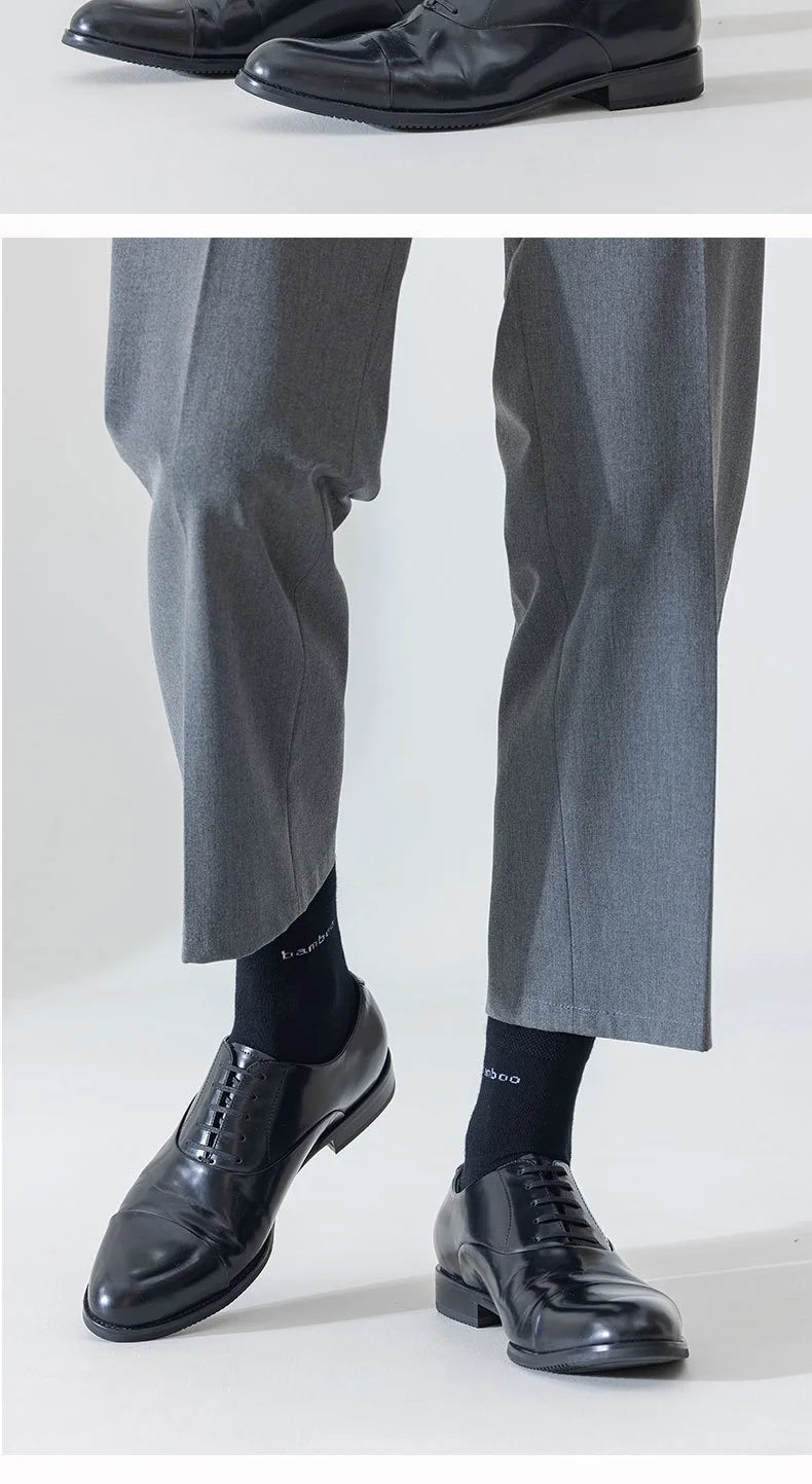 5Pairs/Men Bamboo Socks Comfortable Breathable Casual Business Men's Crew Socks High Quality Antibacterial Mid-calf SocksEU39-45