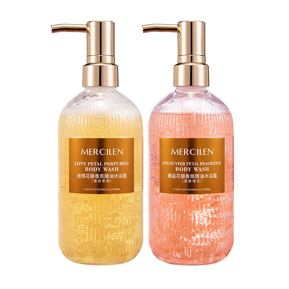 Cherry Blossom Jasmine Petal Essential Oil Shower Gel Deep Cleansing Long lasting Fragrance Moisturizing Aromatic Body Bath