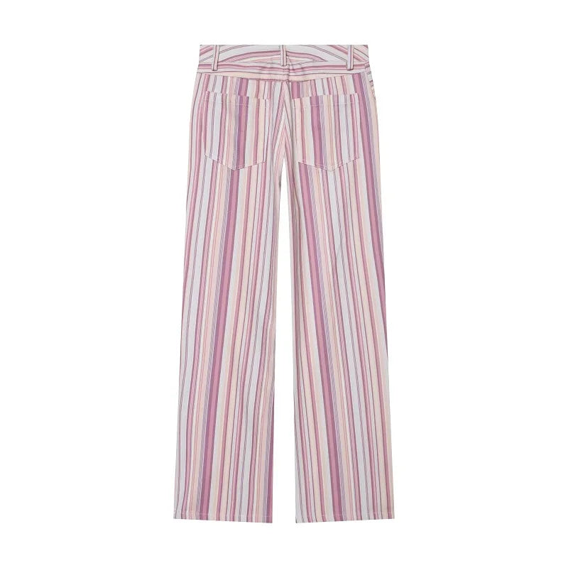 MUJER Striped Baggy Jeans Woman Low Rise Wide Leg Jeans Pants for Women New Boyfriend Jeans Women Straight Women's Denim Pants