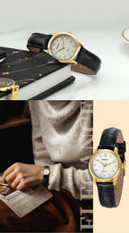 BERNY Gold Watch for Women Luxury Ladies Fashion Quartz Wristwatch Elegant Gradient Dial Multiple Scenarios Matching Lady Watch