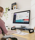 Monitor Stand Desk Monitor Stand Riser with USB 3.0 Hub Lightweight Sturdy Aluminium ABS Material Monitor Desk Shelf