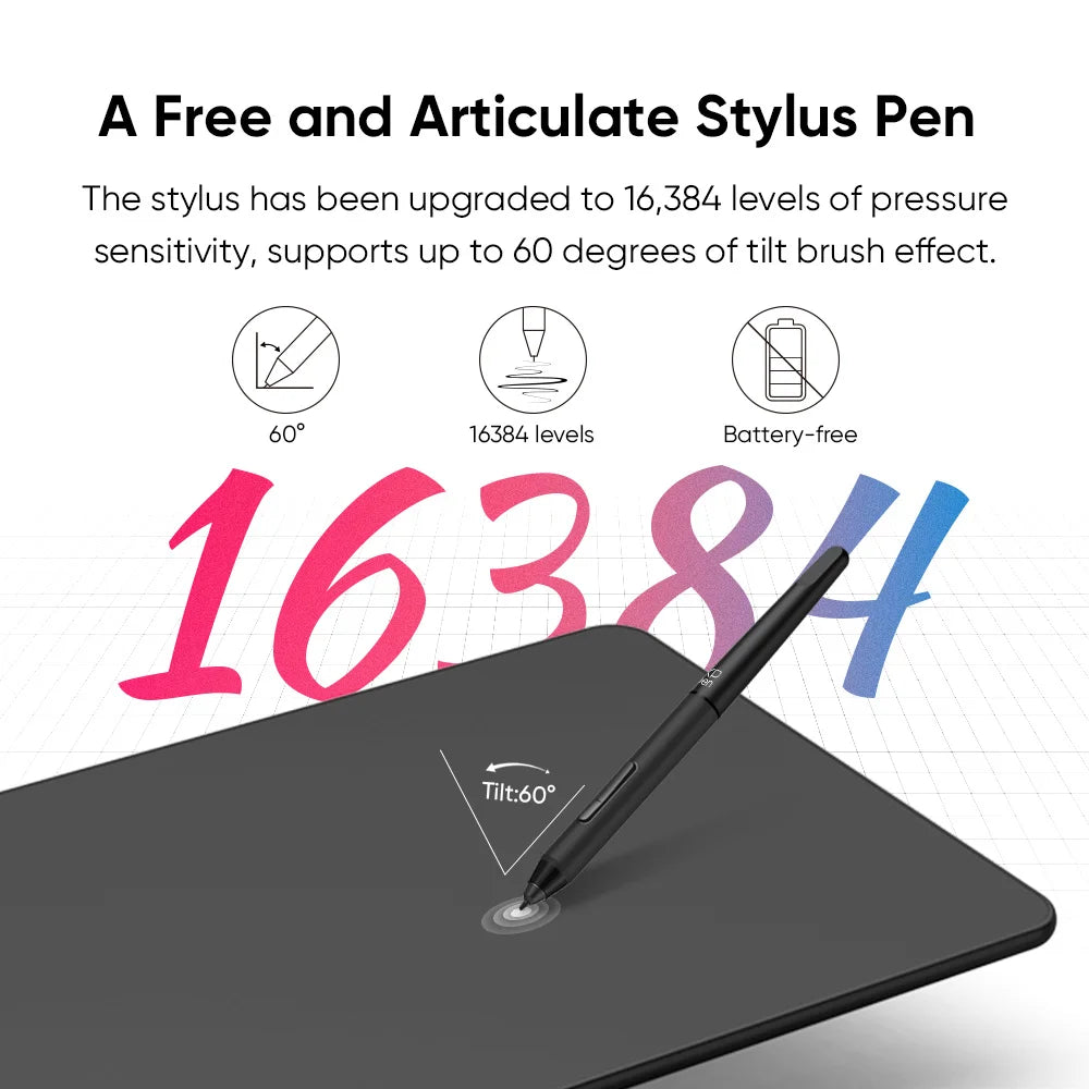 XPPen Deco 01 V3 Graphic Digital Drawing Tablet 10*6 inch 8 shortcut keys 16384 levels 60 Degrees Tilt for Windows mac Android