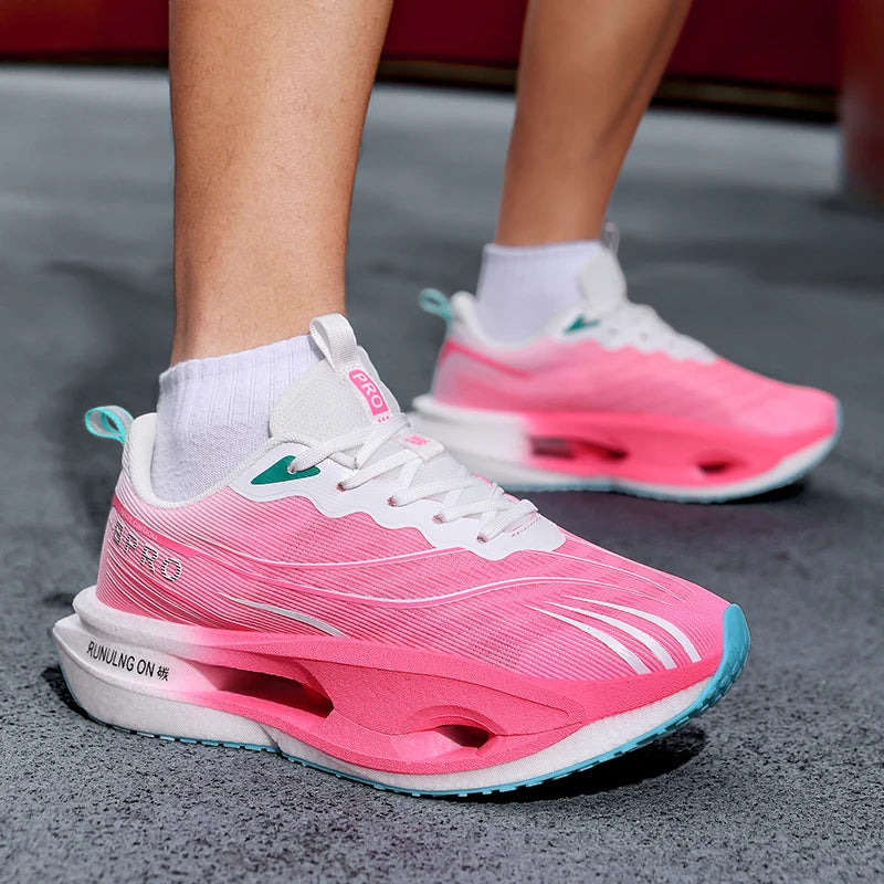 Men's Casual, Comfortable and Fashionable Road Running Shoes, Stable Inversion, Sports and Outdoor, Lace-Up Design, Low-Top Style, Fabric Upper and Comfortable Insoles, Non-Slip Wear-Resistant Soles, Geometric Patterns, Suita