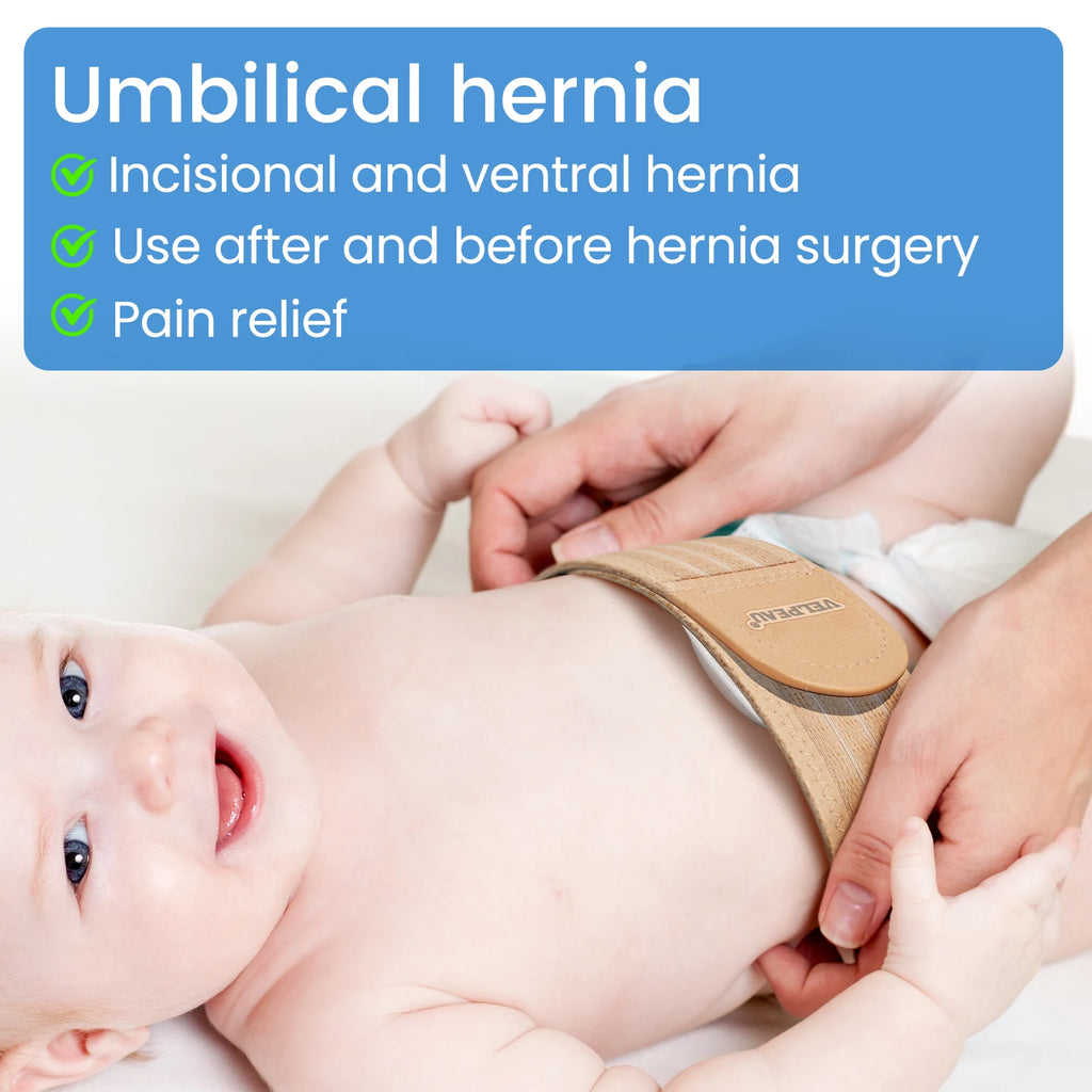VELPEAU Baby Umbilical Hernia Belt, Newborn Belly Button Navel Band with 3 Compression Pads, Abdominal Binder Support for Infant
