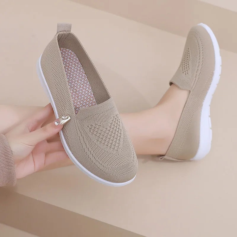 Comfortable casual women's shoes spring and summer breathable fabric uppers solid colors low-cut design soft and outdoor walking Main image