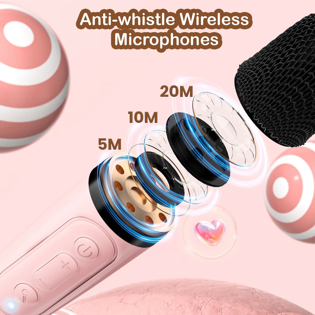 Enjoy the Party-Portable 2pieces Bluetooth Karaoke Machine with 5.3PA Speaker System,Wireless Microphones for Home Entertainment