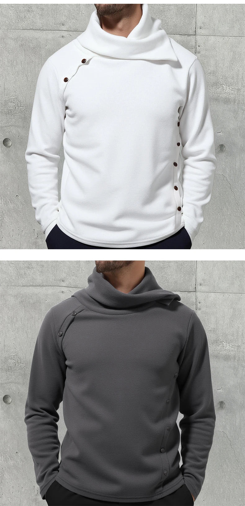 2026 New Men's White Turtleneck Sweater, British-style Black Pullover, Asian Sizes M-4XL. Gray Sweaters