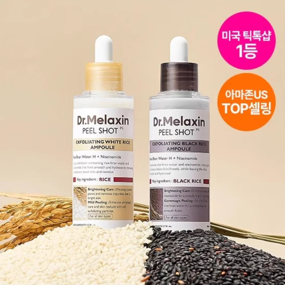White And Black Rice Ampoule Essence Deep Moisturizing Peel Shot Exfoliating Essence Improve Dryness Oil-Control Skin Care Secondary image