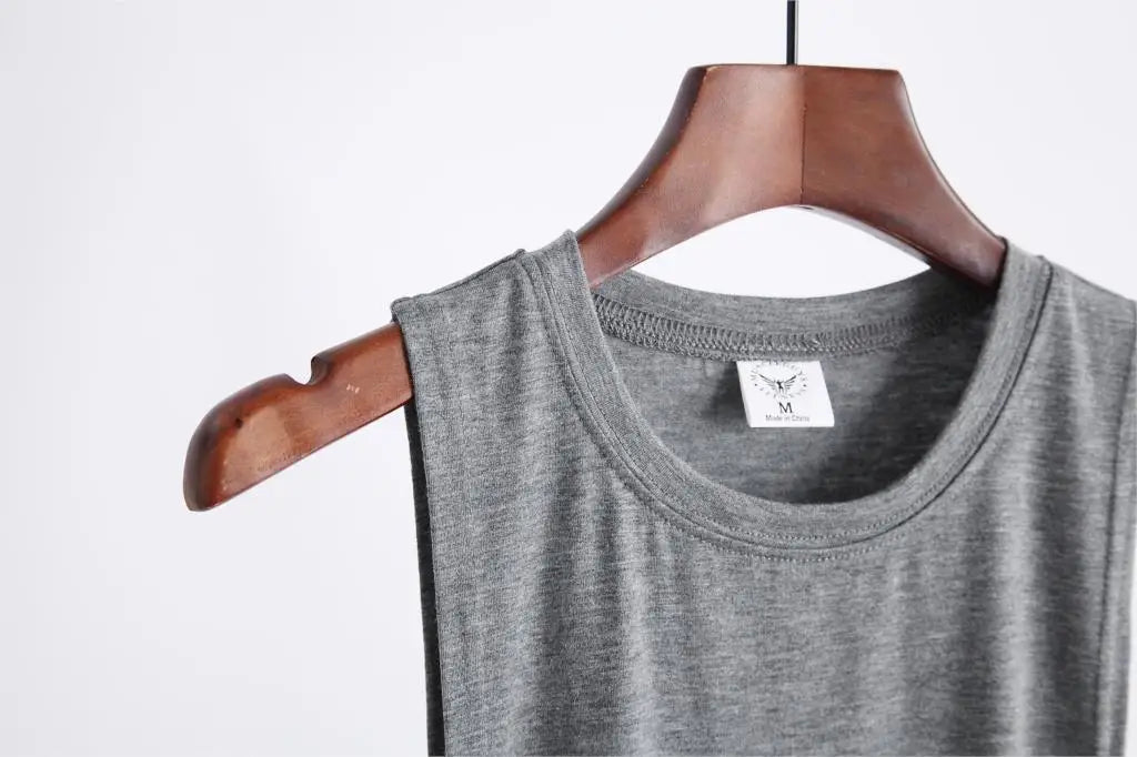 Grey Men's Sleeveless Tank Top Fitness Clothing Sportswear Gym Stringer Bodybuilding Undershirt Fashion Vest for Men