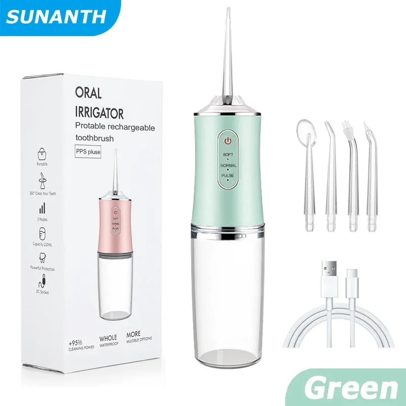 Portable Smart Electric Oral Irrigator 4 Jets 3 Modes USB Rechargeable Cordless Water Flosser Jet Irrigator Dental Teeth Cleaner