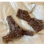 French Sexy Underwear Thin Leopard Print Transparent Lingerie Comfortable Women's Gathered Underwire see through bra Set Thong