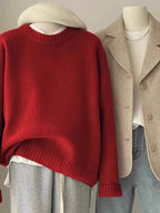 Soft waxy round neck 100 pure cashmere sweater women's loose sweater autumn and winter short base sweater