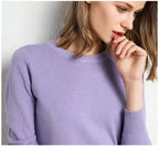 Women Slim O-Neck Pullover Cashmere Wool Blending Sweater Autumn And Winter Long-Sleeved Knit Bottoming Shirt Large Size 2024