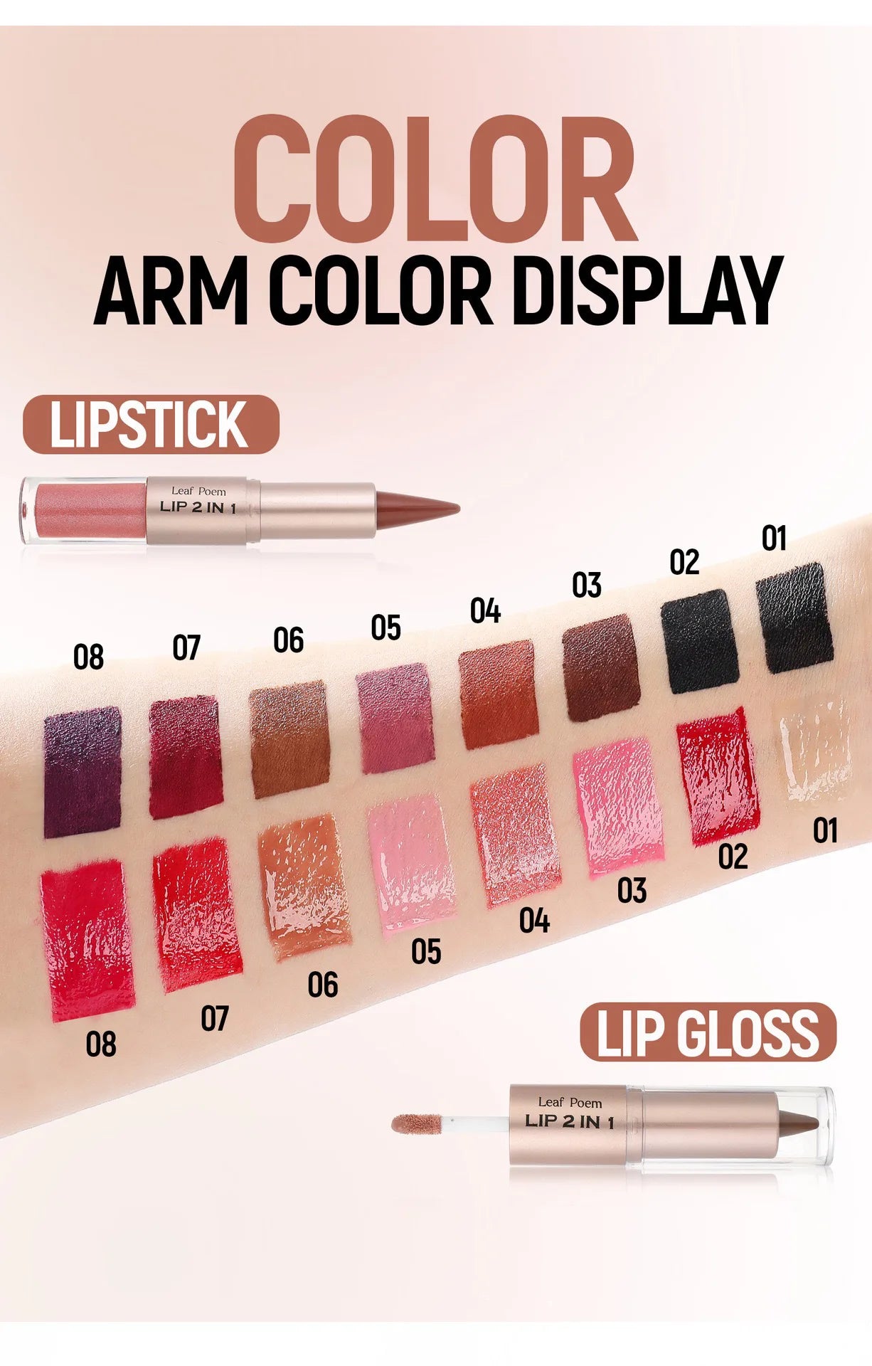 Black Brown Tapered Lip Liner Contour Pencil Double Head Mirror Plumping Lip Glaze Crystal Lip Gloss Sexy Red Lips Tint Makeup