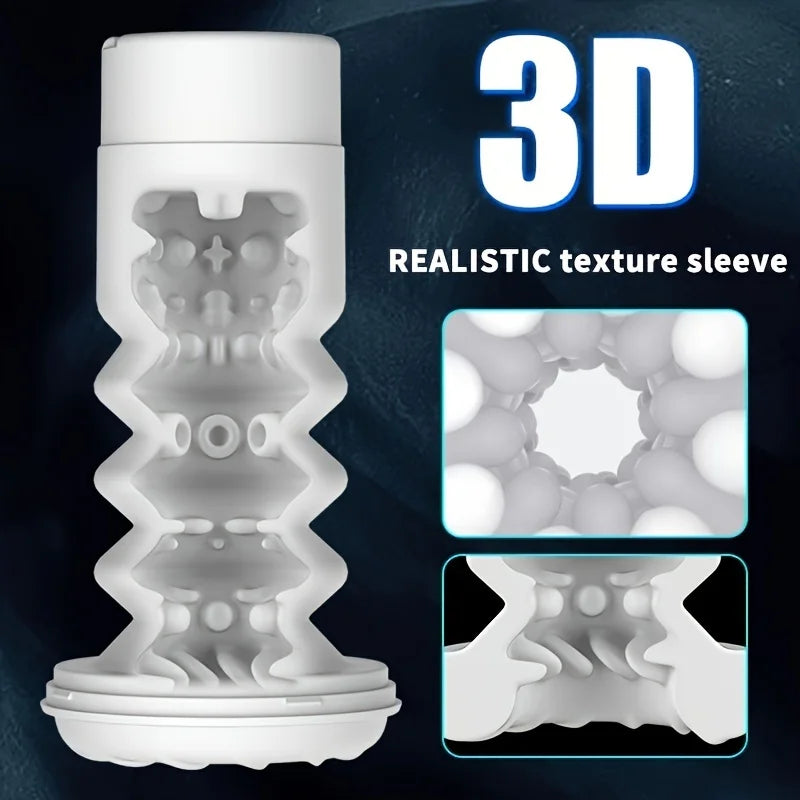 7 Thrusting & Vibrating Stimulation Modes Male Masturbator Cup Mens Realistic 3D Sleeve for Male Masturbation Penis Training 18+