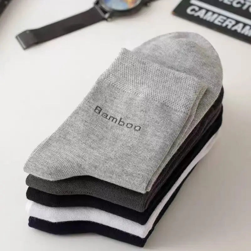 5Pairs/Men Bamboo Socks Comfortable Breathable Casual Business Men's Crew Socks High Quality Antibacterial Mid-calf SocksEU39-45