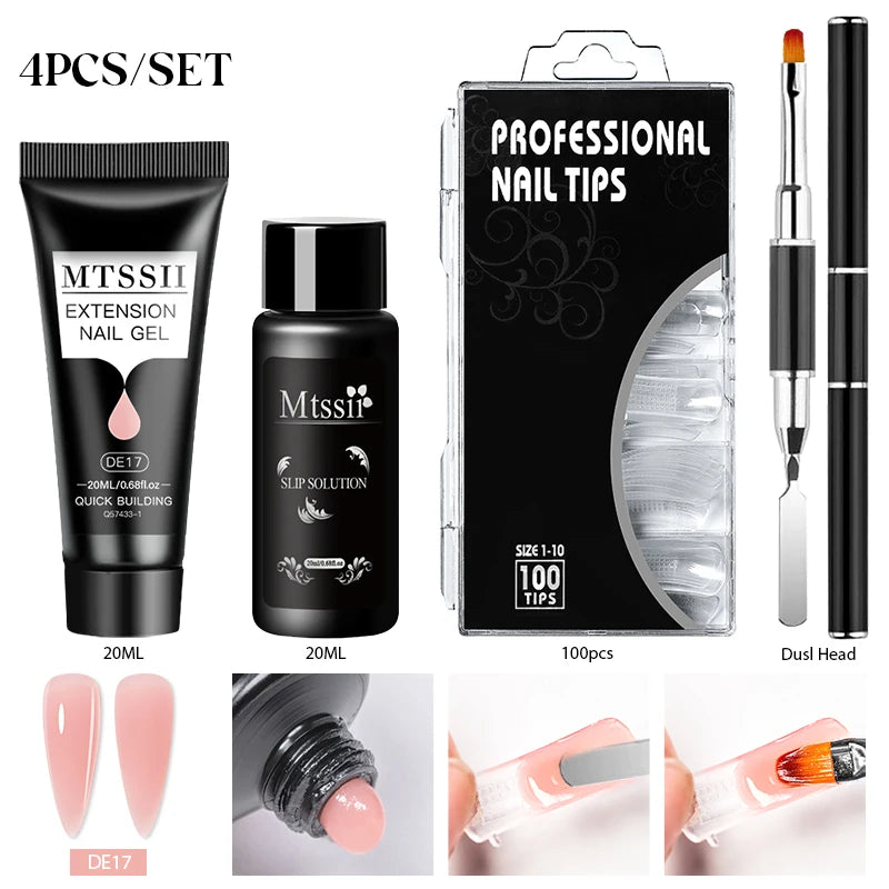 24PCS/Set 20ml Poly Naili Extension Gel  Kit Mini UV Lamp Sealer With Base Top Coat Professional Poly UVNail Gel Kit Starter Kit