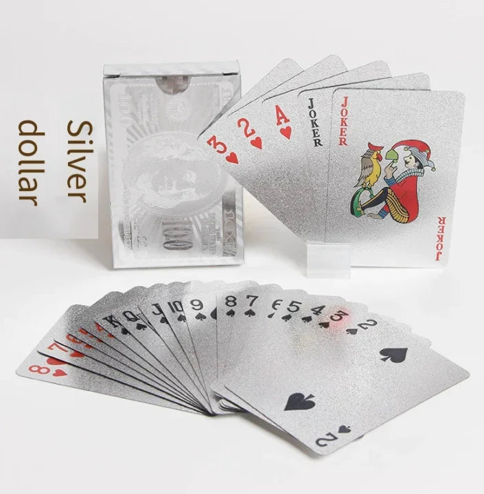 Brand New 54-piece Black and Gold Plastic Playing Card Foil Poker Set Magic Tool Party Tabletop Game