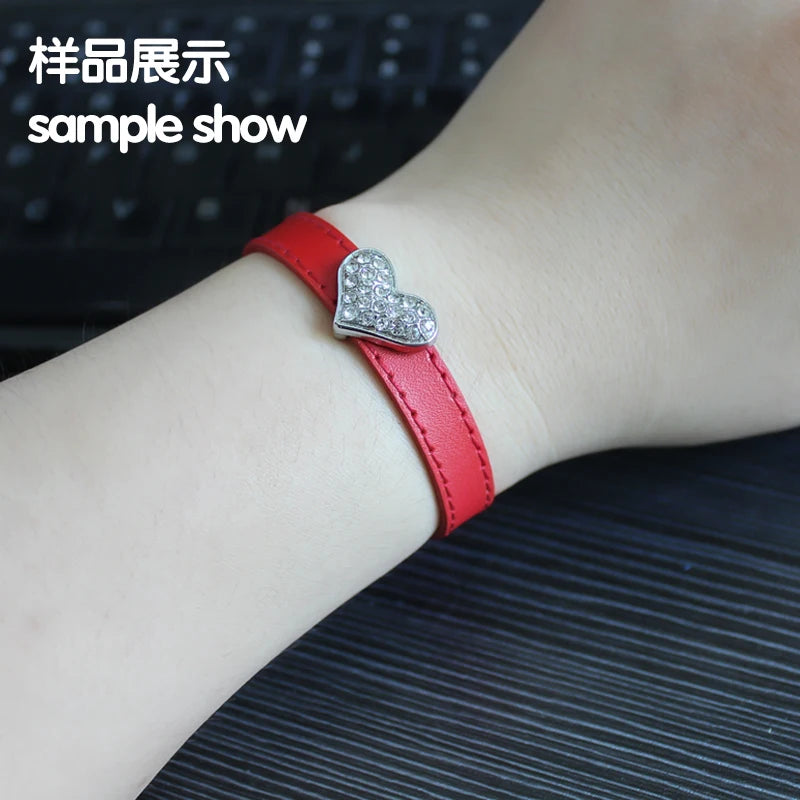 20pcs 10mm Genuine Real Leather Bracelet For Women Slide Letter Charms Wristband Jewelry Making DIY Pet Collar Keychain Band