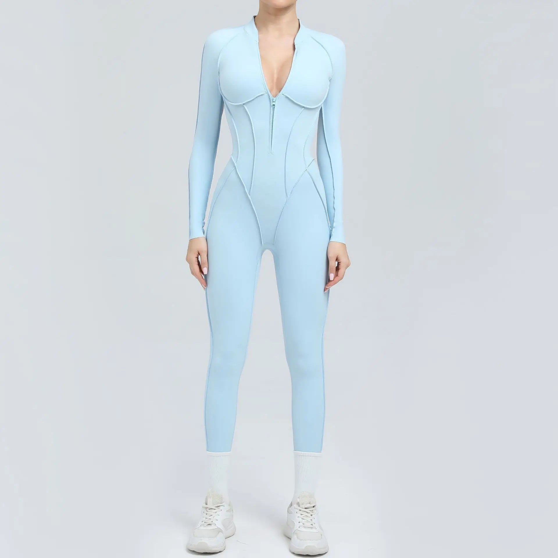 Women's Tracksuit Gym Workout Sports Clothes Outfit Zipper Jumpsuit Yoga Fitness Overalls Set Open Back Bodysuits Suit for Women