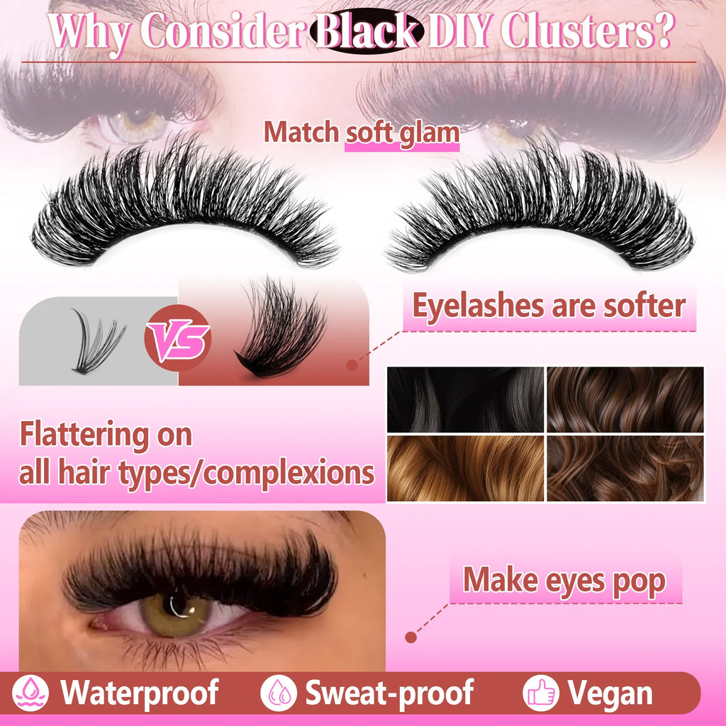 60/402PCS 100D Eyelash Set with Lower Eyelashes Thick & Comfortable for Daily Wear Party Wedding Night Makeup Lash Extensions