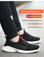 summer work shoes with protection breathable Lightweight safety shoes with iron toe anti-stab anti-slip working summer shoes
