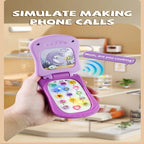 Puzzle early education music mobile phone cartoon simulation flip phone baby toy 61 children's gift English