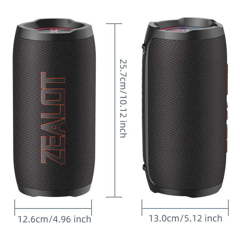 ZEALOT-S76 50W Portable Super Subwoofer Portable Speaker Home Outdoor Waterproof Column Bluetooth Speaker Sound Box