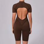 Women's Tracksuit Gym Workout Sports Clothes Outfit Zipper Jumpsuit Yoga Fitness Overalls Set Open Back Bodysuits Suit for Women