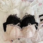 Lolita Girls Lace Padded Bra Sets Women Underwear Intimates Bralette Lingerie Japanese Ruffled Sweet Sexy Thin Cup Panties