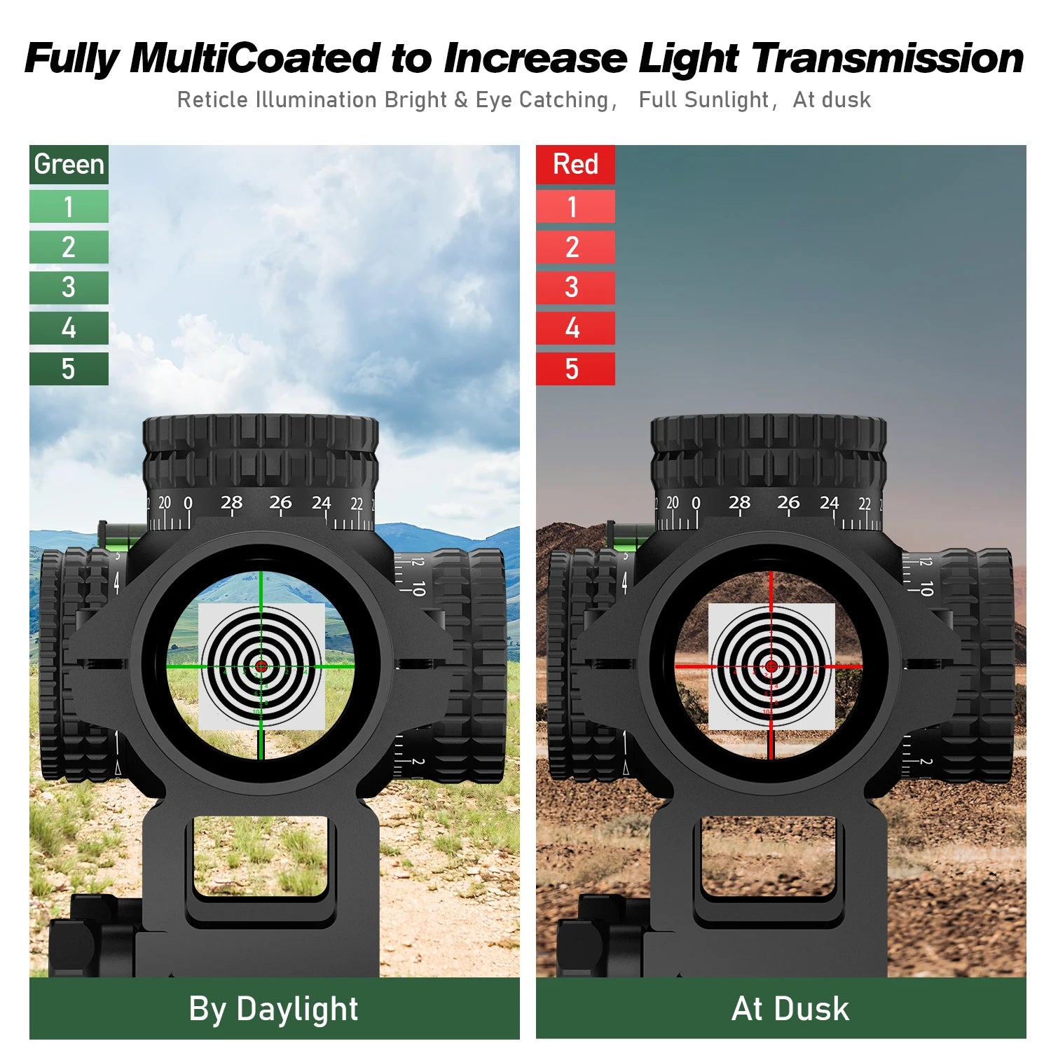 1-5X24 Tactical Optical Scope Red and Green Illuminated Reticle Hunting Scopes Compact Scope Sight Secondary image