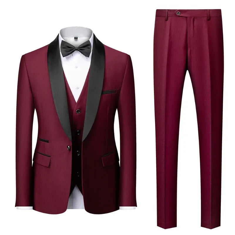 Men's Casual Business Have Smoking Suit High End Brand Boutique Fashion Blazer Vest Pants Groom Wedding Dress Party Suit Main image