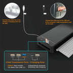 Monitor Stand Riser, With Foldable, Height Adjustable Computer Stand, Desk Shelf Riser with Storage Drawer &Tablet Phone