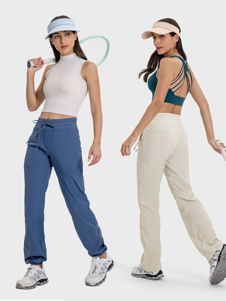 Women Quick Drying Sports Pants Lightweight Breathable Running Fitness High Waisted Loose Wide Leg Casual Yoga Pants 2024 Autumn Main image